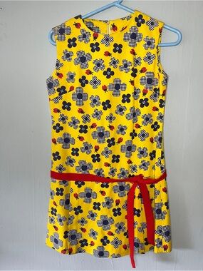 Yellow Floral Print handmade Vintage 60’s dress-Small women’s